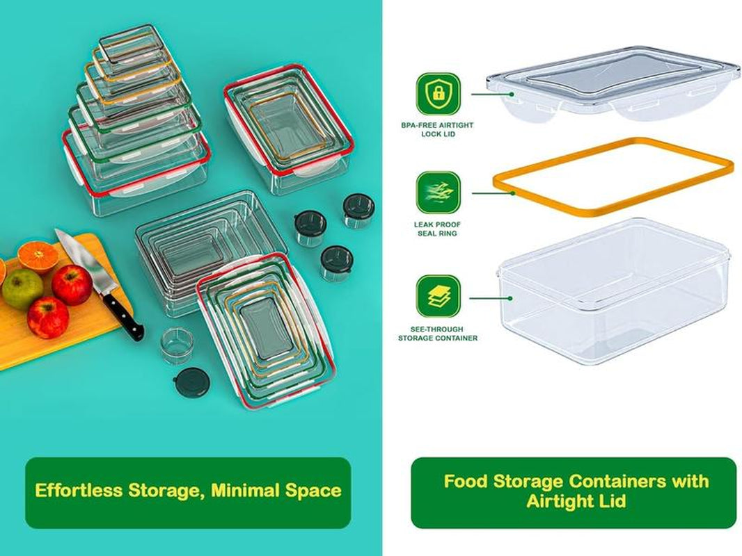 70 Pcs Large Food Storage Containers with Lids Airtight-85Oz-Small Box, Total 763OZ Stackable Kitchen Bowls Set(35 Containers,35 Lids)-Bpa Free Leak Proof Plastic Boxes- Freezer Microwave Safe Rectangular Square Utensils