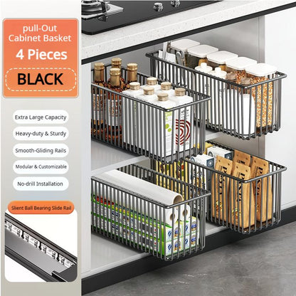 Pull-Out Cabinet Organizer Basket｜Under Sink Sliding Storage for Kitchen Cabinets｜Clearance Sale｜Space Saving Kitchen Organizer