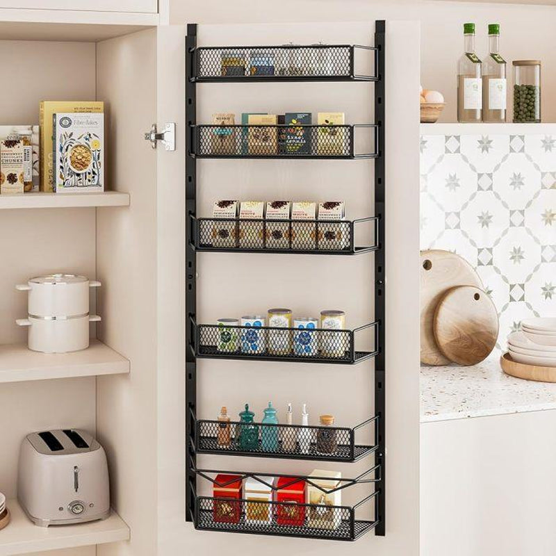 Over the Door Pantry Organizer, 6-Tier Pantry Organization and Storage,Adjustable Hanging Spice Rack Shelves, Cabinet Door Organizer for Easy Install, Home & Kitchen Essentials