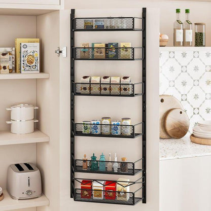 Over the Door Pantry Organizer, 6-Tier Pantry Organization and Storage,Adjustable Hanging Spice Rack Shelves, Cabinet Door Organizer for Easy Install, Home & Kitchen Essentials