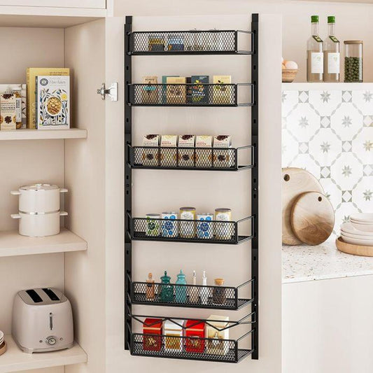 Over the Door Pantry Organizer, 6-Tier Pantry Organization and Storage,Adjustable Hanging Spice Rack Shelves, Cabinet Door Organizer for Easy Install, Home & Kitchen Essentials