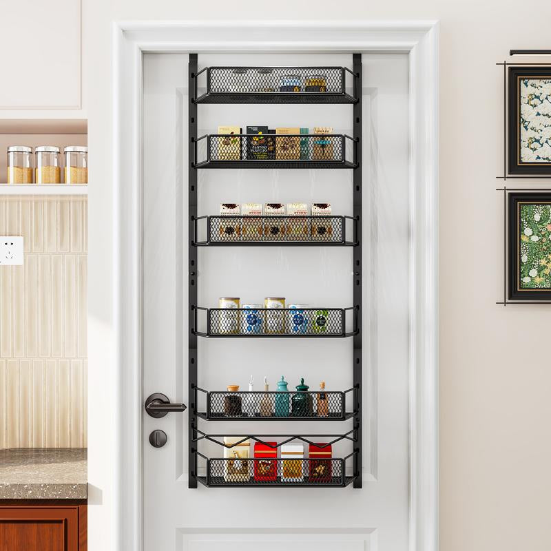 Over the Door Pantry Organizer, 6-Tier Pantry Organization and Storage,Adjustable Hanging Spice Rack Shelves, Cabinet Door Organizer for Easy Install, Home & Kitchen Essentials