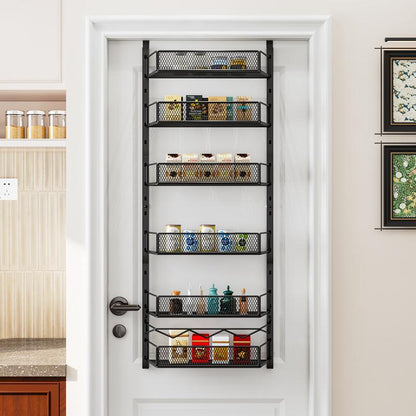 Over the Door Pantry Organizer, 6-Tier Pantry Organization and Storage,Adjustable Hanging Spice Rack Shelves, Cabinet Door Organizer for Easy Install, Home & Kitchen Essentials