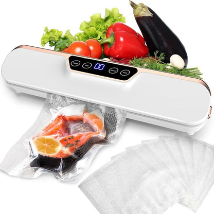 Vacuum Sealer Machine 8 in 1 with Build-In Cutter Automatic Air Sealing System LED Indicator for Food Storage Dry & Moist Modes 15Pcs Seal Bags Kit