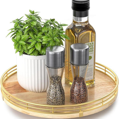 10" Lazy Susan Turntable Organizer for Cabinet, round Wooden Lazy Susan Organization and Storage for Dining Table, Pantry, Kitchen, Countertop, Cupboard,Home Decor, Walnut Wood