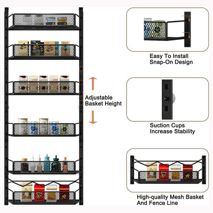 Over the Door Pantry Organizer, 6-Tier Pantry Organization and Storage,Adjustable Hanging Spice Rack Shelves, Cabinet Door Organizer for Easy Install, Home & Kitchen Essentials