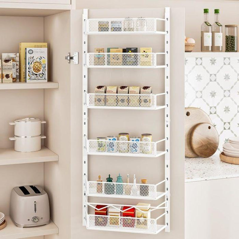 Over the Door Pantry Organizer, 6-Tier Pantry Organization and Storage,Adjustable Hanging Spice Rack Shelves, Cabinet Door Organizer for Easy Install, Home & Kitchen Essentials