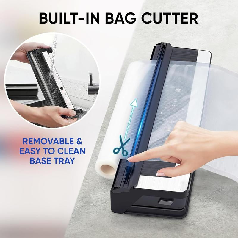 Vacuum Sealer Machine 8 in 1 with Build-In Cutter Automatic Air Sealing System LED Indicator for Food Storage Dry & Moist Modes 15Pcs Seal Bags Kit
