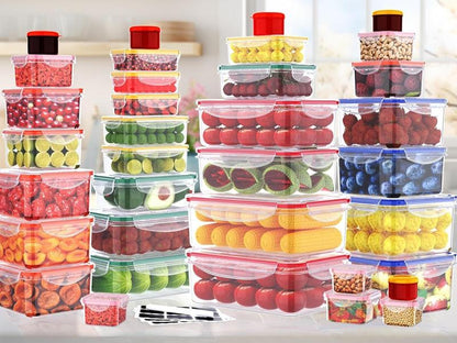 70 Pcs Large Food Storage Containers with Lids Airtight-85Oz-Small Box, Total 763OZ Stackable Kitchen Bowls Set(35 Containers,35 Lids)-Bpa Free Leak Proof Plastic Boxes- Freezer Microwave Safe Rectangular Square Utensils