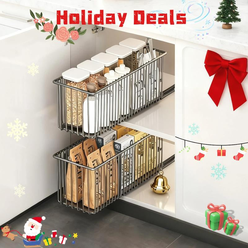 Pull-Out Cabinet Organizer Basket｜Under Sink Sliding Storage for Kitchen Cabinets｜Clearance Sale｜Space Saving Kitchen Organizer