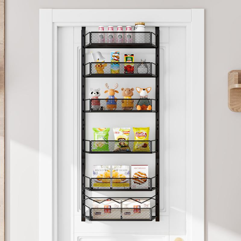 Over the Door Pantry Organizer, 6-Tier Pantry Organization and Storage,Adjustable Hanging Spice Rack Shelves, Cabinet Door Organizer for Easy Install, Home & Kitchen Essentials