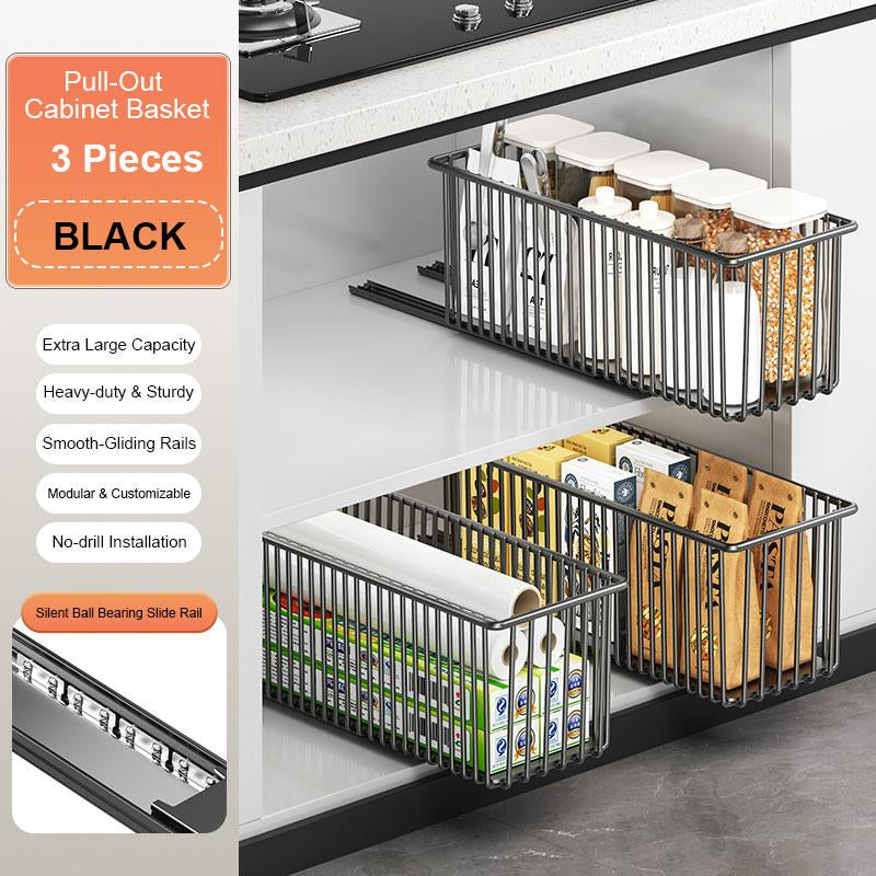 Pull-Out Cabinet Organizer Basket｜Under Sink Sliding Storage for Kitchen Cabinets｜Clearance Sale｜Space Saving Kitchen Organizer